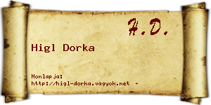 Higl Dorka névjegykártya